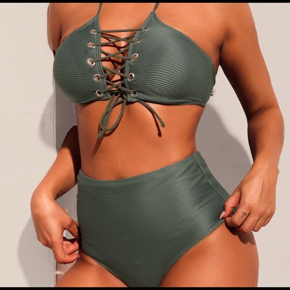 Other - NWOT High Waist Ribbed Swim Set